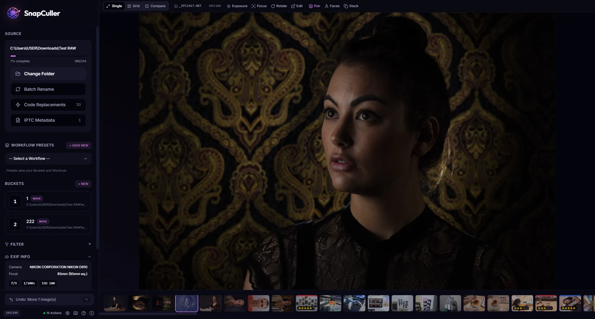 Single View viewport: inspect full-resolution images while executing instant bucket moves